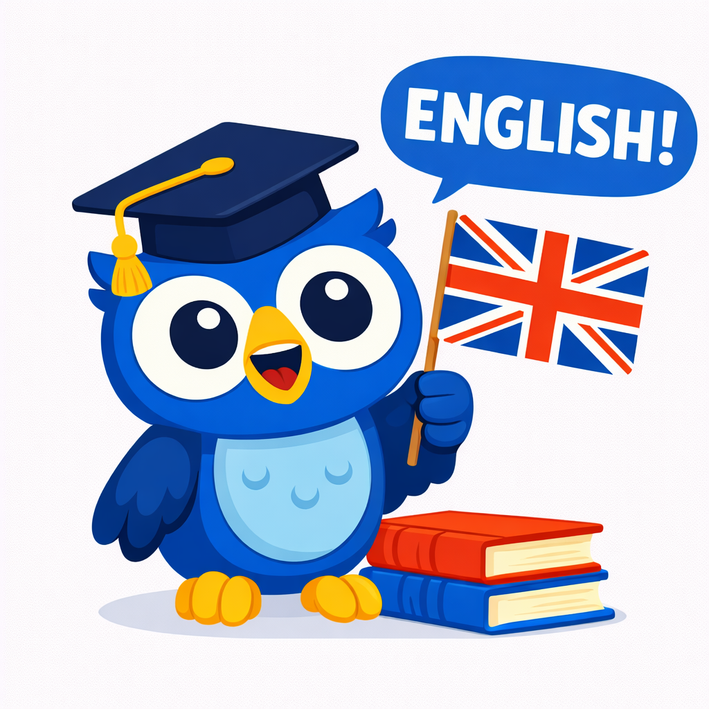 Sówka zachęcająca do nauki angielskiego